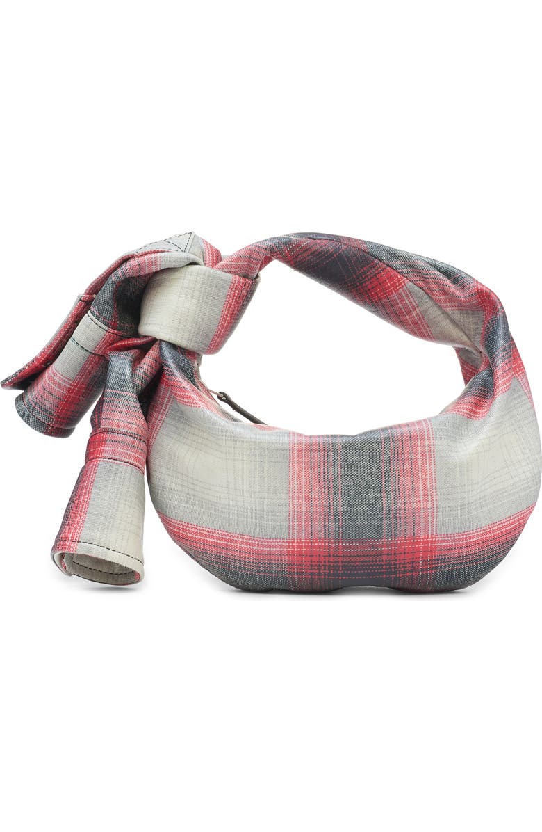 Bottega Veneta Mini Jodie Stripe Shirt Leather Top Handle Bag, Main, color, Grey/ Red/ Black/ Silver