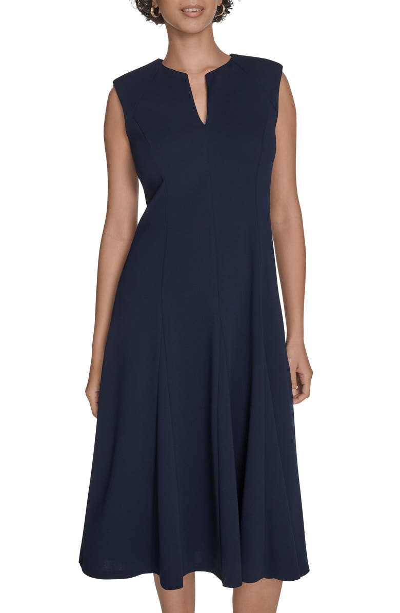 Calvin Klein Sleeveless A-Line Midi Dress, Alternate, color, Indigo
