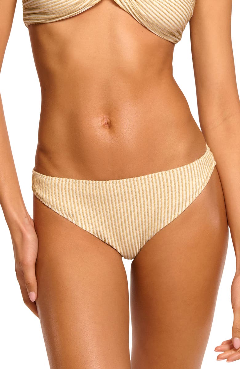 Ramy Brook Isla Metallic Scalloped Trim Bikini Bottoms, Main, color, Gold Scallop