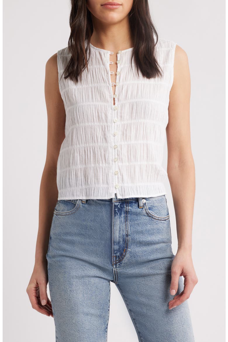The Smocked Button & Loop Tank, Main, color, WHITE