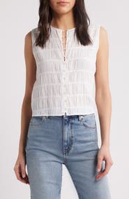 FRAME The Smocked Button & Loop Tank