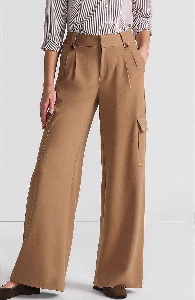 Lands
End Soft Polish Cargo High Rise Wide Leg Pants, Main, color,