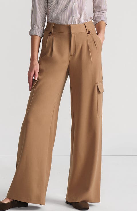 Soft Polish Cargo High Rise Wide Leg Pants