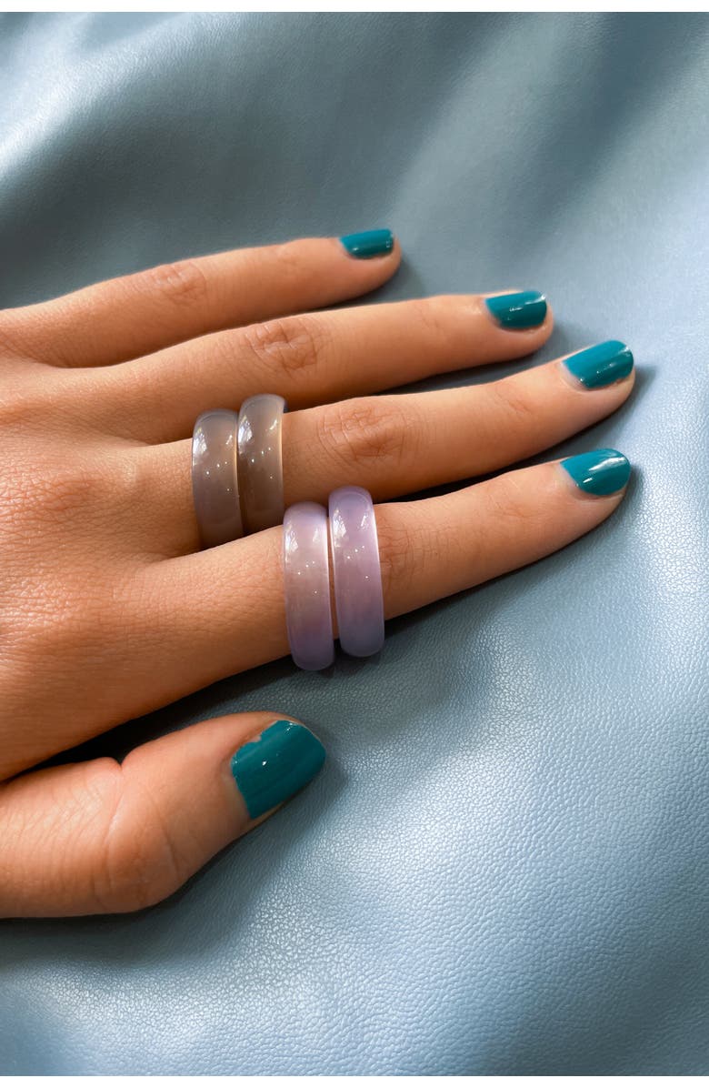 seree Mist Grey purple jade stone ring, Alternate, color, Grey