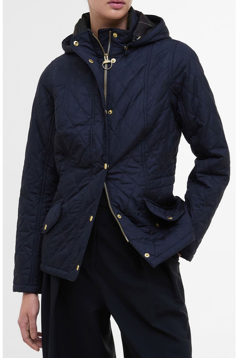 Millfire Hooded Quilted Jacket, Main, color, NAVY/CLASSIC