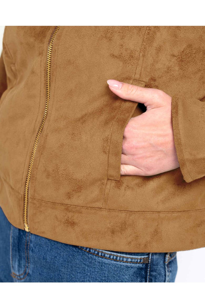 Harper Suede Bomber Jacket, Alternate, color, Camel