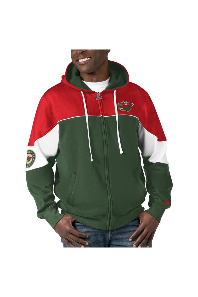 Men's Starter  Green/Red Minnesota Wild Power Forward Full-Zip Hoodie, Main, color, Green