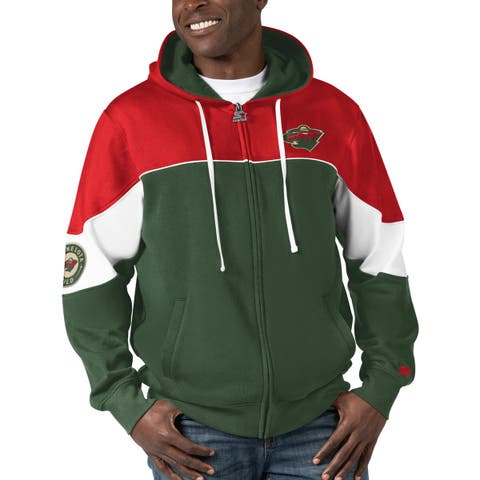 Men's Starter  Green/Red Minnesota Wild Power Forward Full-Zip Hoodie