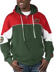STARTER Men's Starter  Green/Red Minnesota Wild Power Forward Full-Zip Hoodie