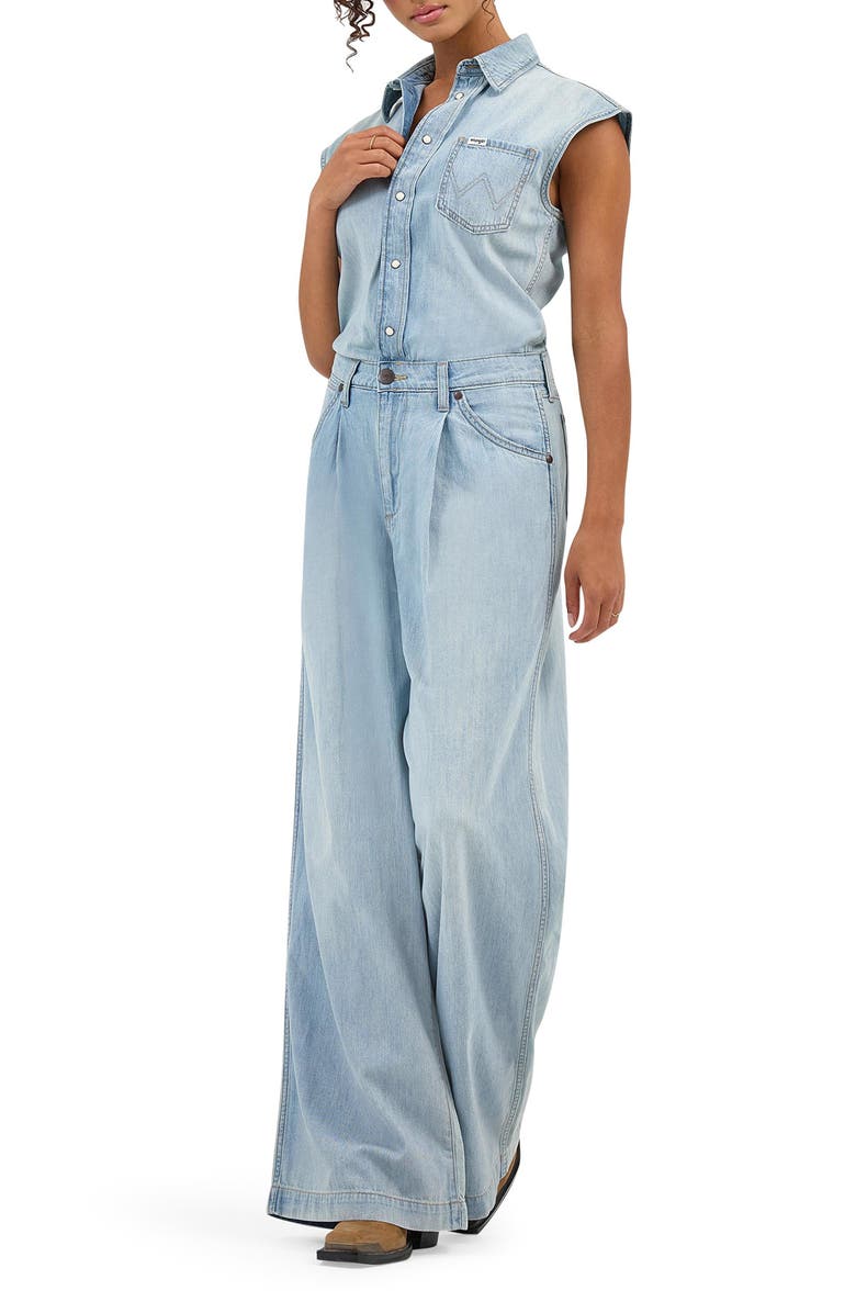 Wrangler Cap Sleeve Denim Jumpsuit, Main, color,