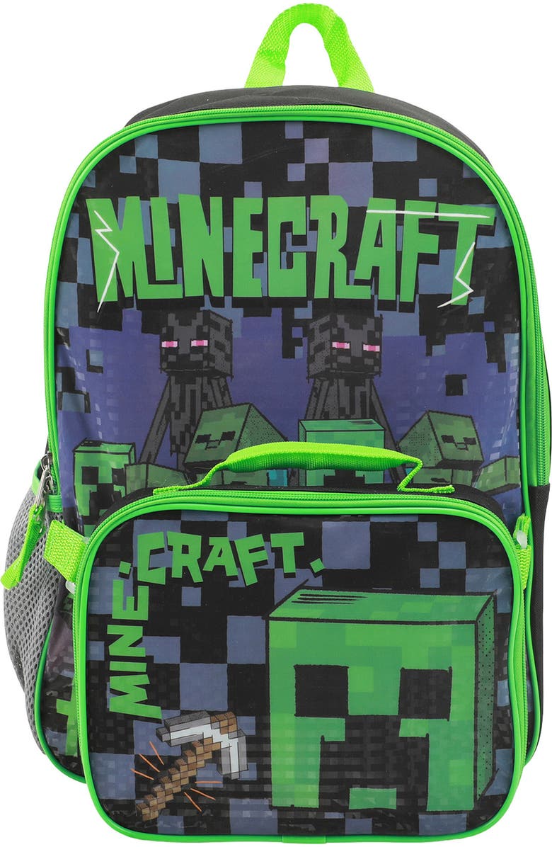 BIOWORLD Kids' Minecraft Backpack with Lunch Bag, Main, color,
