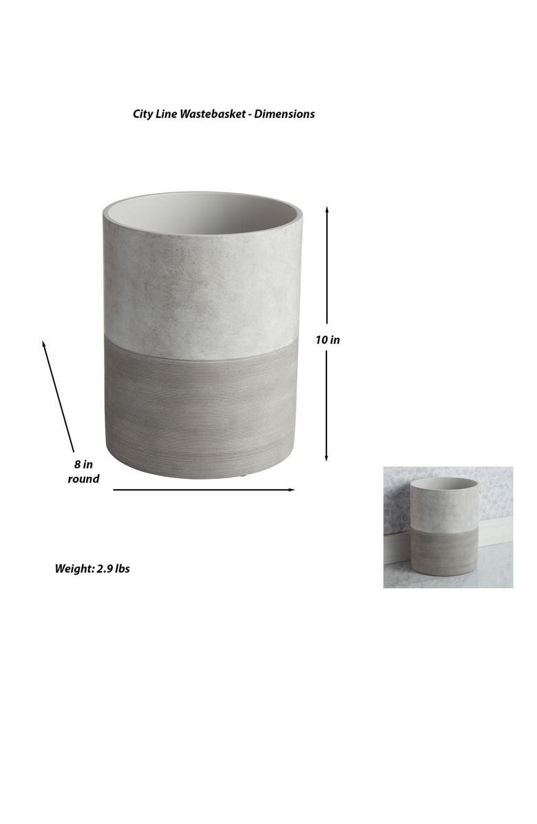 ROSELLI TRADING COMPANY City Line Trash Can, Alternate, color, Grey