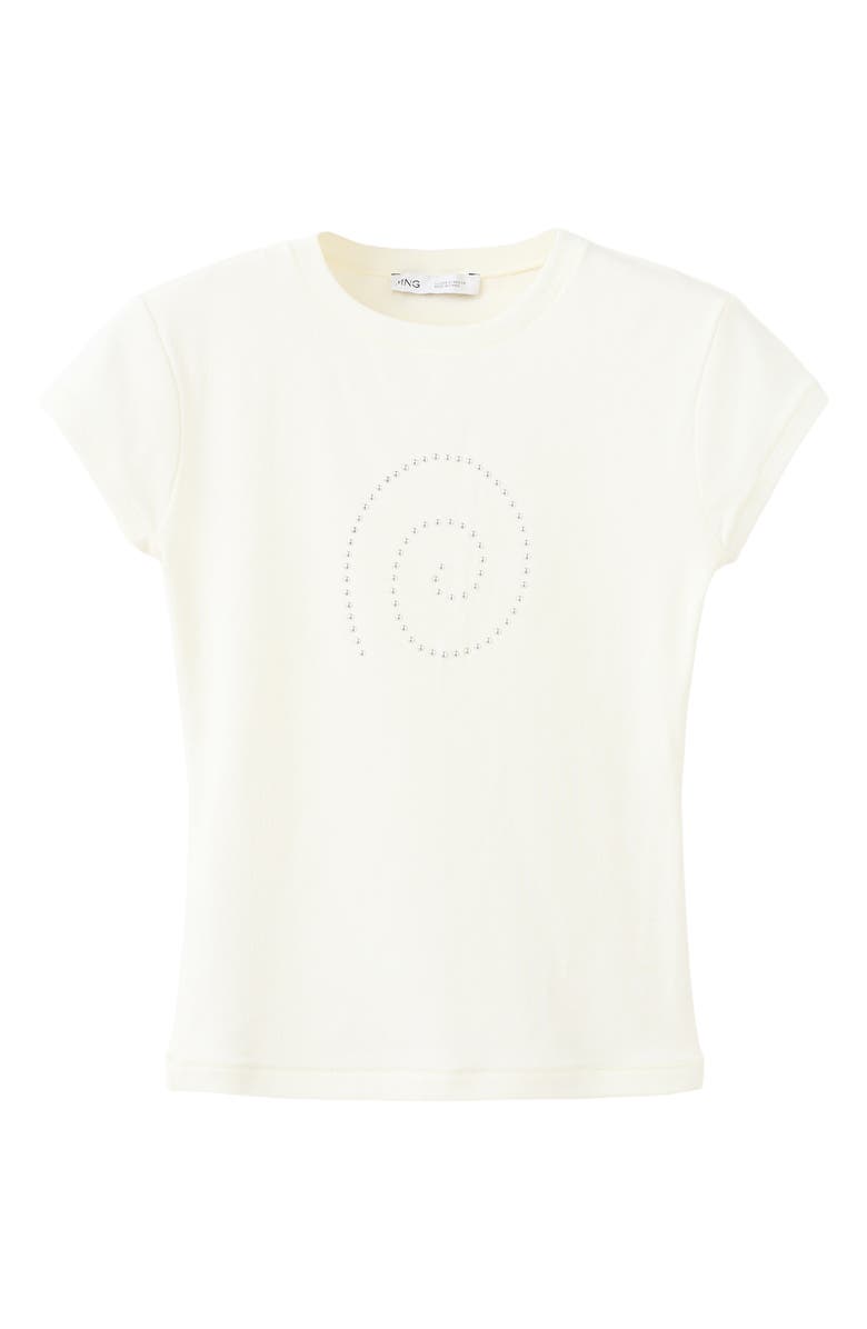 MANGO Spiral Studded T-Shirt, Alternate, color, Off White