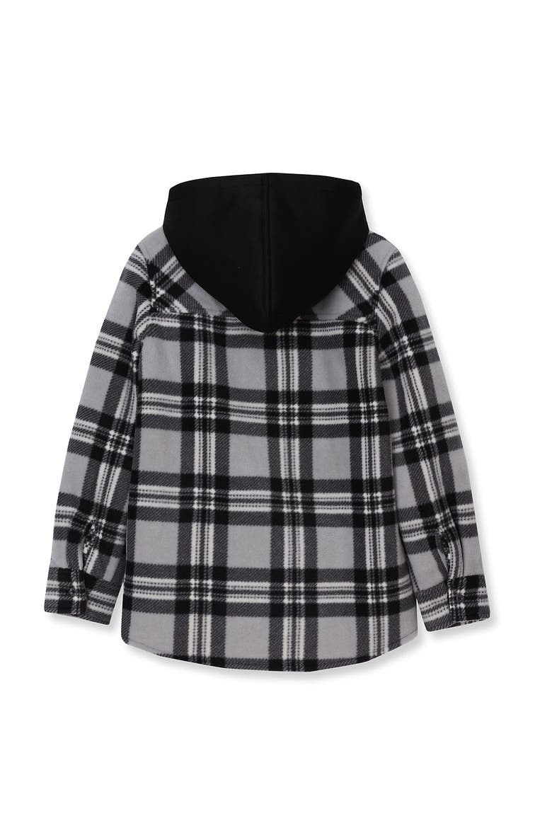 Kids Long Sleeve Hooded Flannel, Alternate, color, Black/Multi Plaid