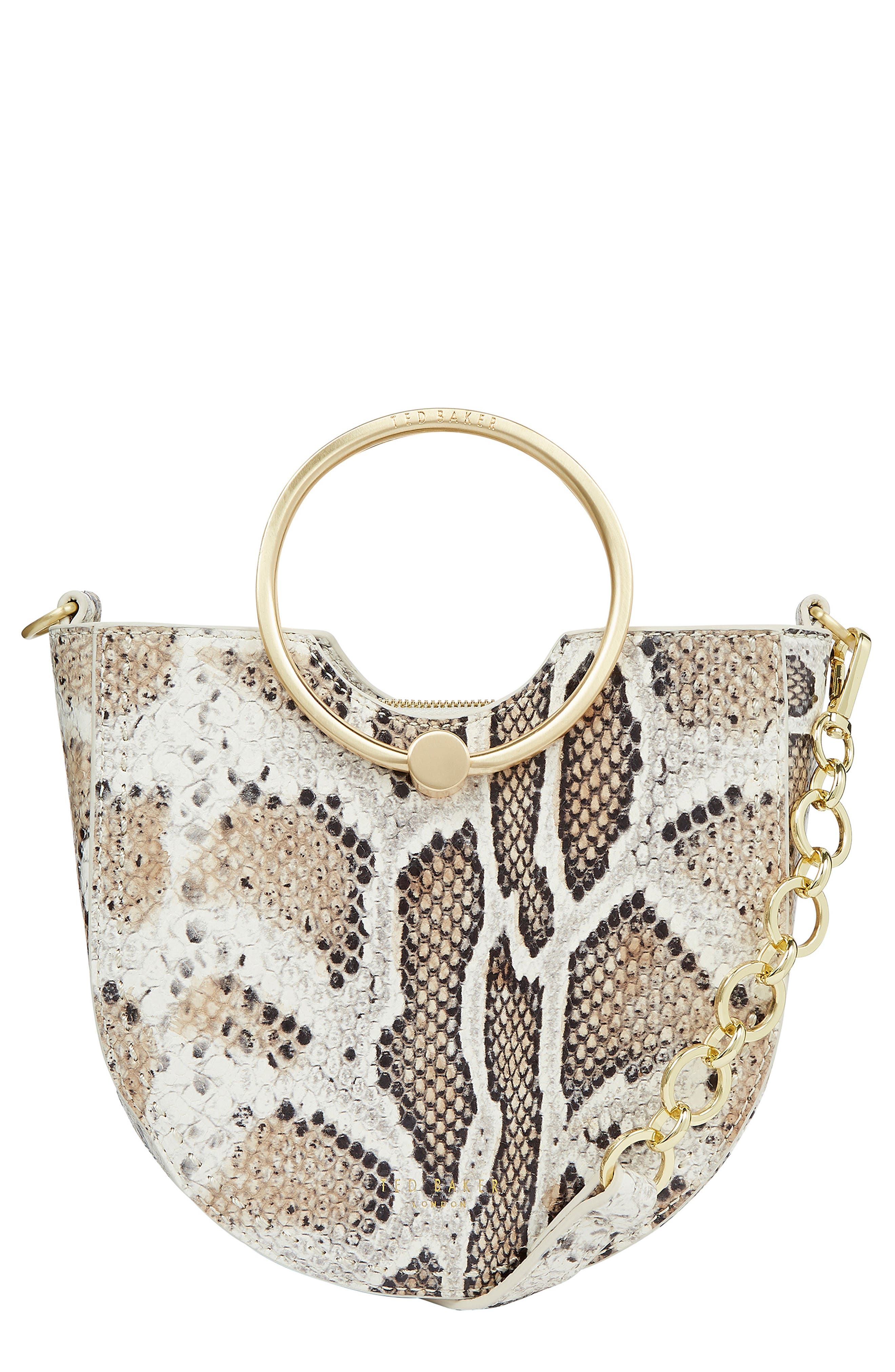 Ted Baker London Nitza Snake Embossed Leather Bracelet Handle Bag, Main, color, 