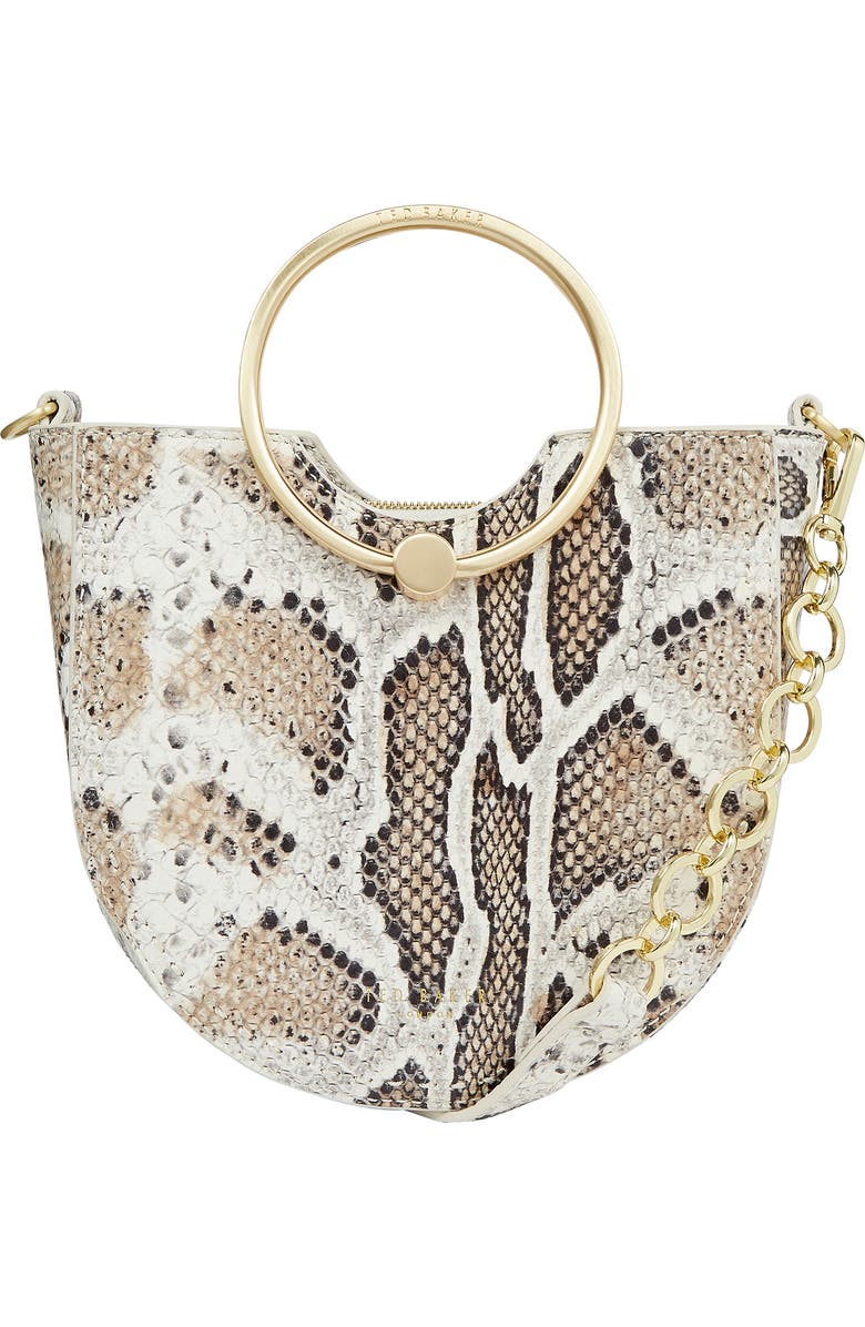 Ted Baker London Nitza Snake Embossed Leather Bracelet Handle Bag, Main, color,