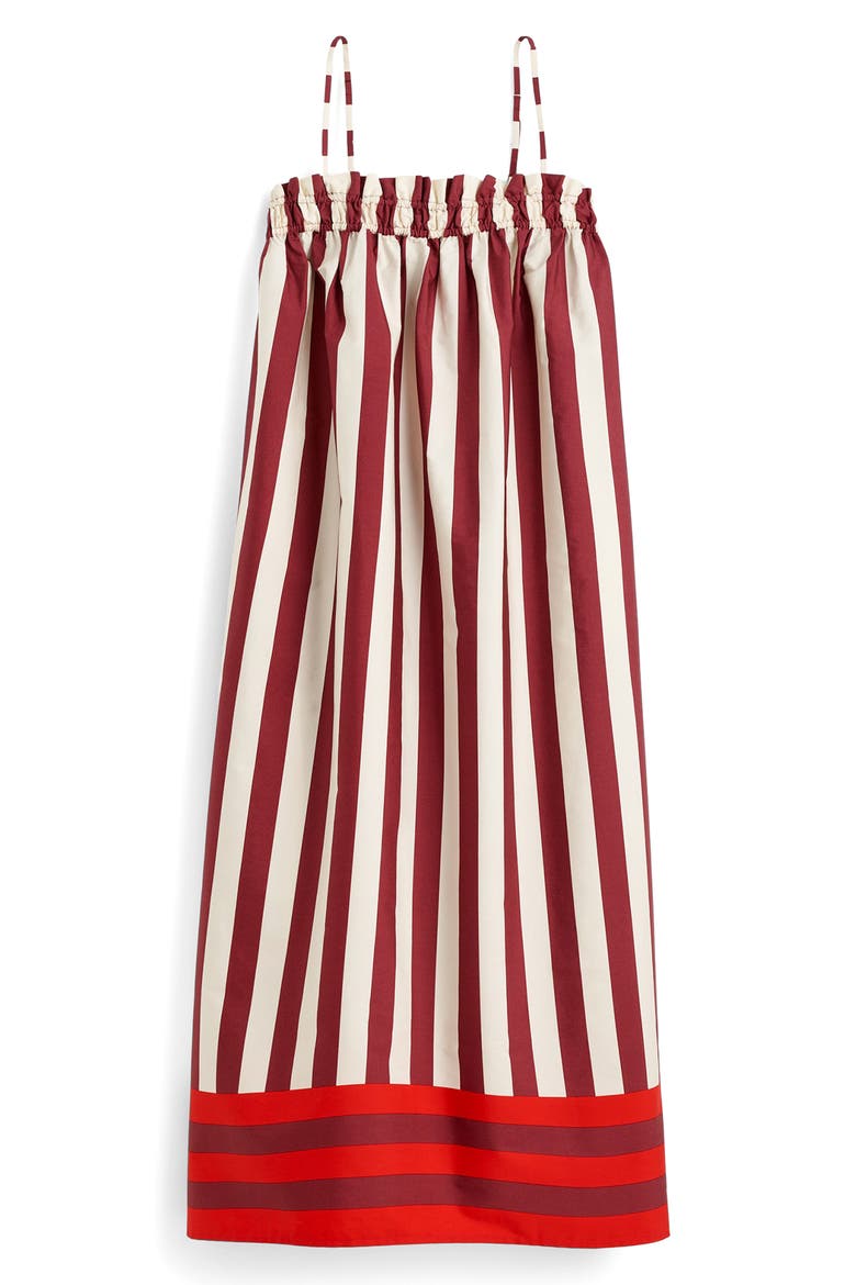 Stripe Ruffle A-Line Maxi Dress, Alternate, color, DUSTY MERLOT