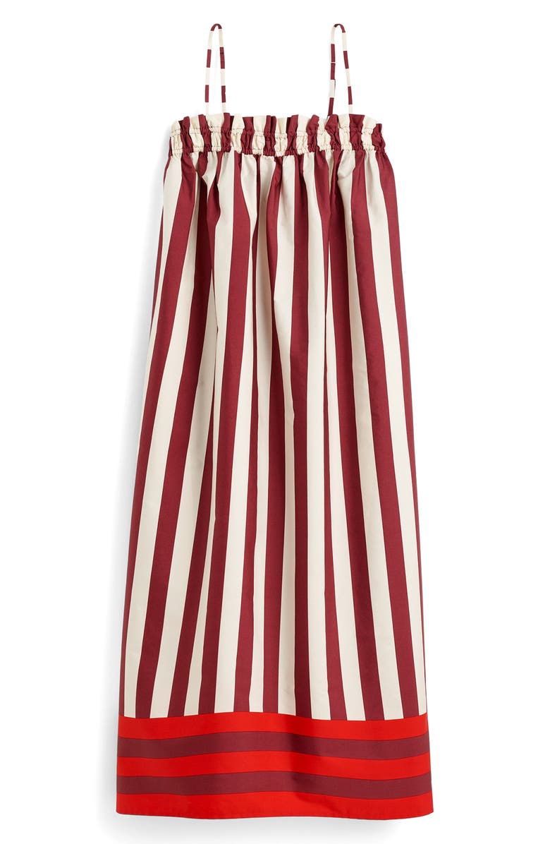 Madewell Stripe Ruffle A-Line Maxi Dress, Alternate, color, Dusty Merlot