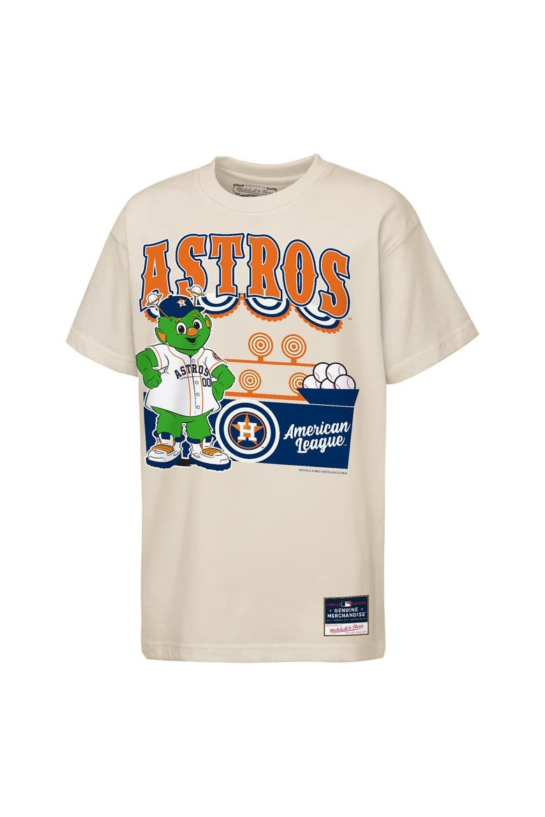 Youth Mitchell & Ness  Cream Houston Astros Step Back Up Mascot T-Shirt, Main, color, Cream