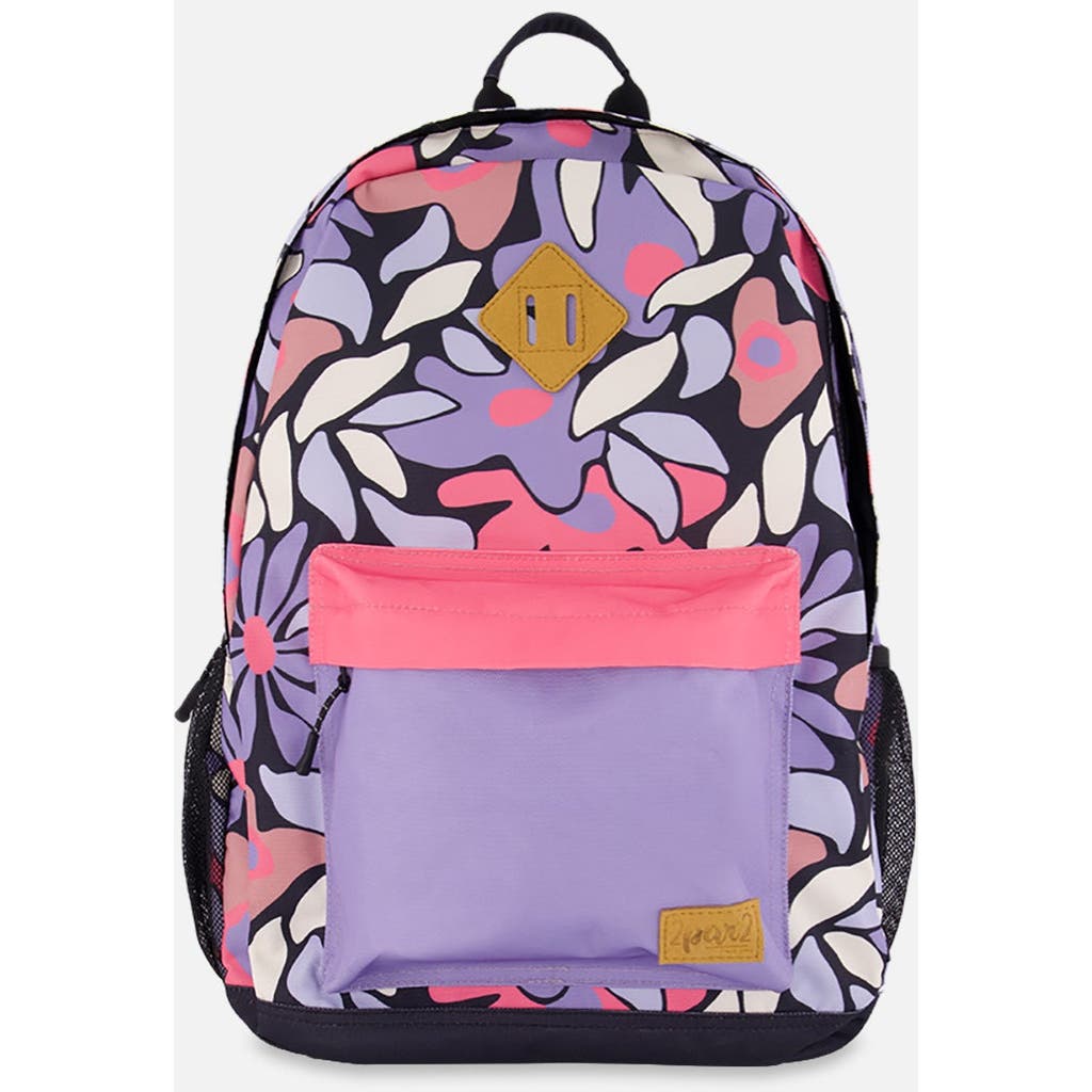 Deux Par Deux Kids Backpack Retro Flower In Multi
