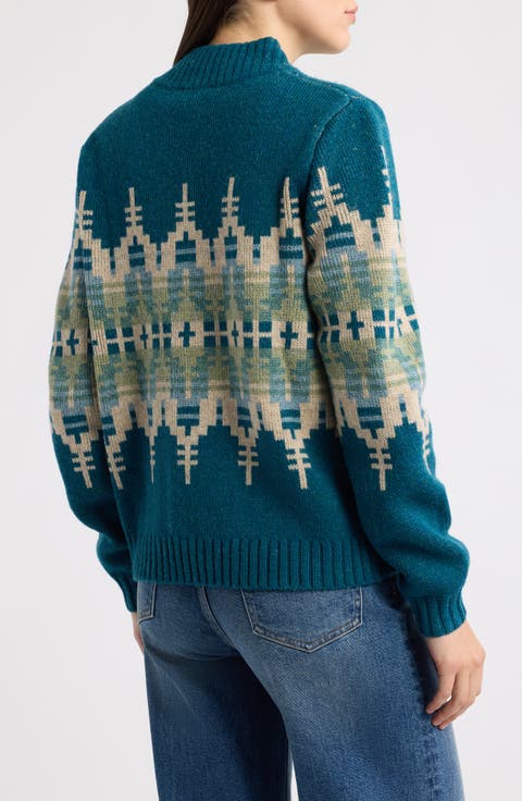 Jacquard Zip-Up Cardigan