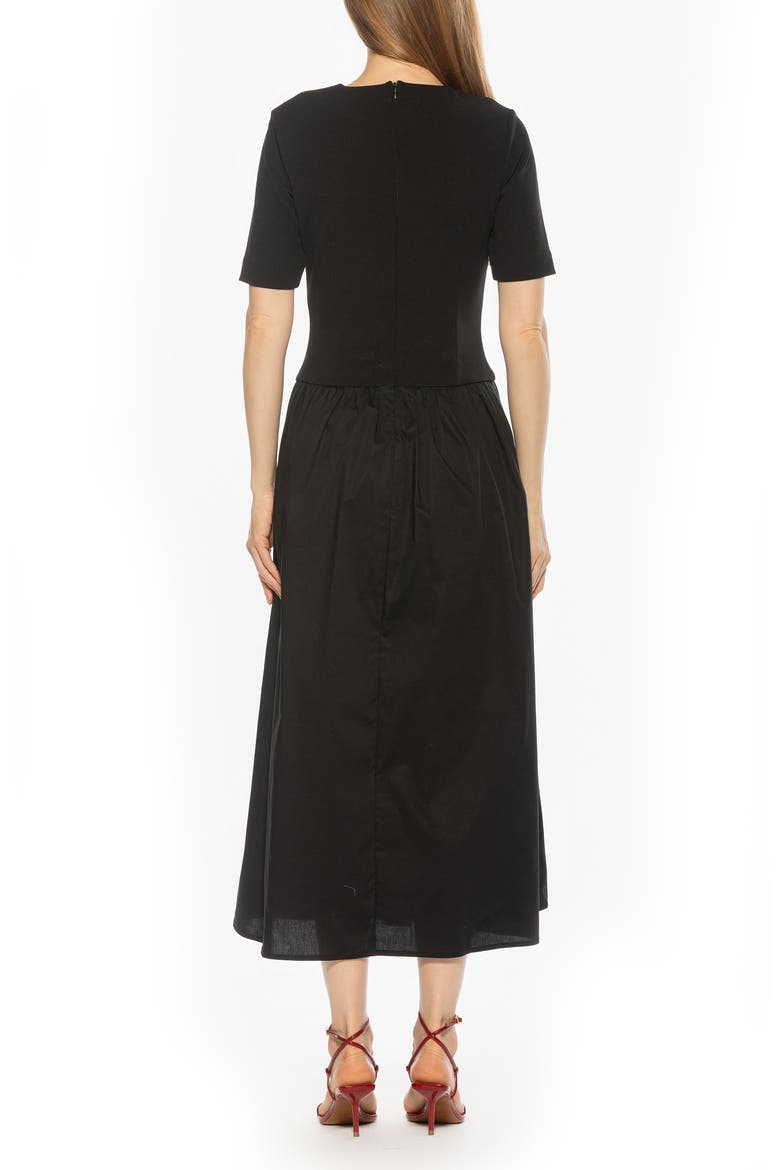 Rowan Crewneck Midi Dress, Alternate, color, BLACK