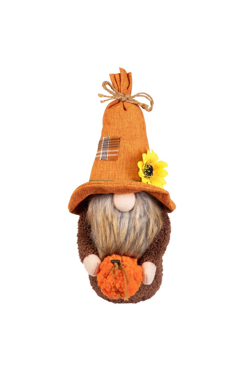 Northlight Sunflower and Pumpkin Gnome Fall Harvest Decoration - 13", Alternate, color, Orange