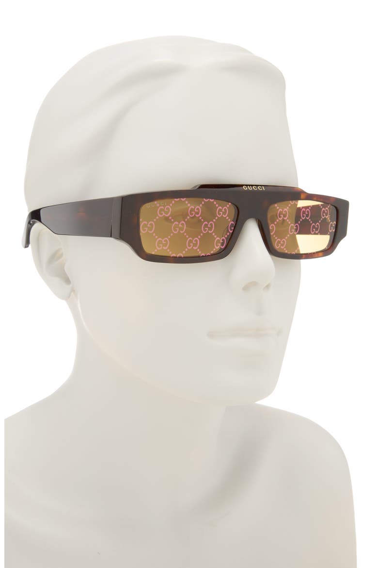 55mm Rectangular Sunglasses, Alternate, color, HAVANA HAVANA YELLOW
