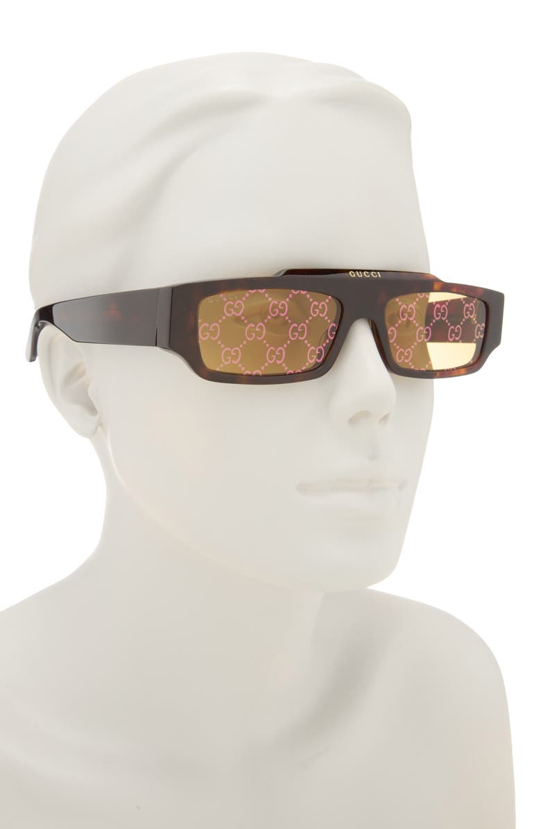 Gucci 55mm Rectangular Sunglasses, Alternate, color, Havana Havana Yellow