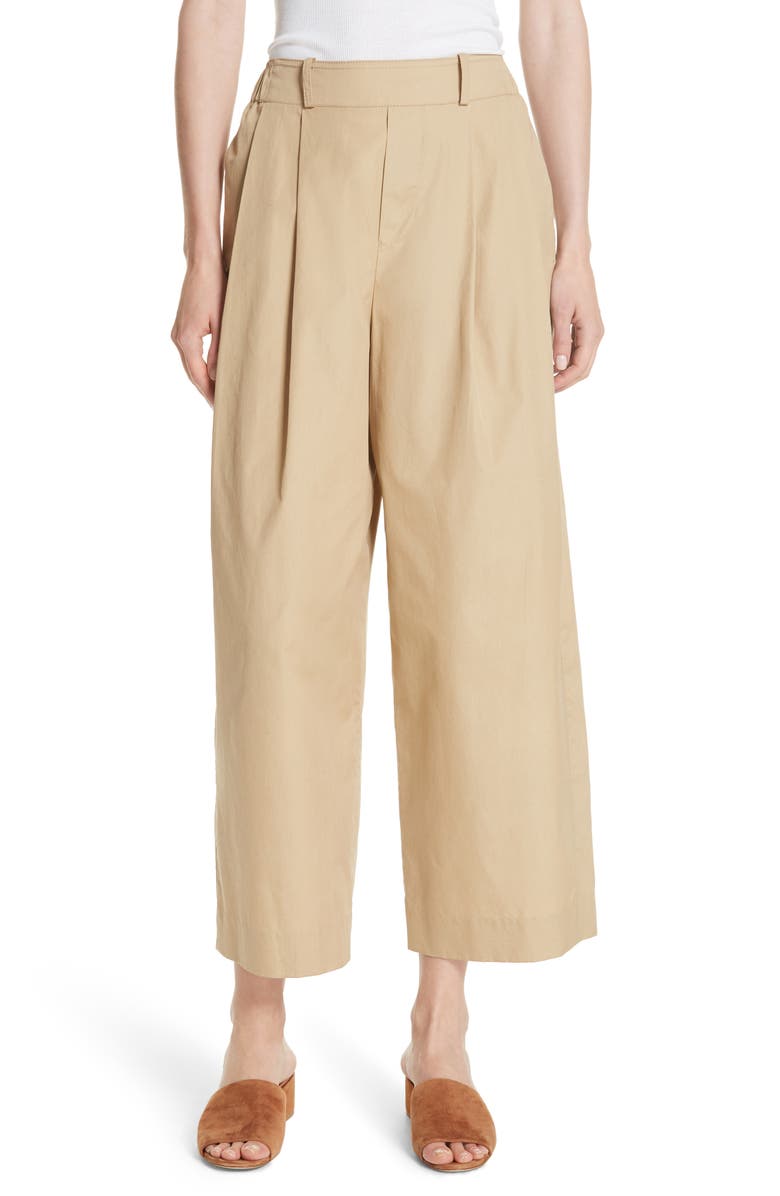 Vince Wide Leg Polished Cotton Pants, Main, color,