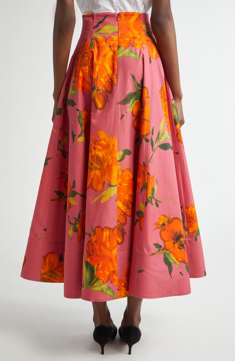 Lela Rose Parker Floral Cotton Poplin A-Line Skirt, Alternate, color, Berry Multi