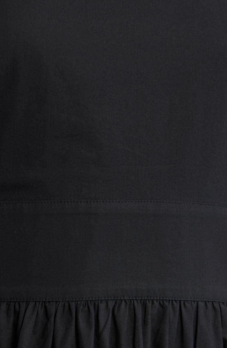 BOSS Orange Open Back Cotton Poplin Midi Dress, Alternate, color, Black