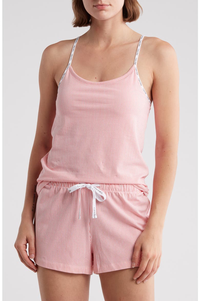 Stretch Cotton Camisole & Shorts Pajamas, Main, color, LAN SEERSUCKER