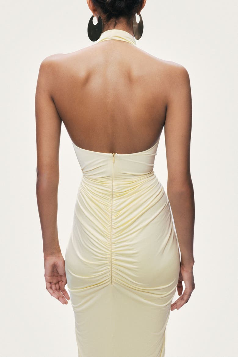 Cut-Out Halter Maxi Dress, Alternate, color, Yellow