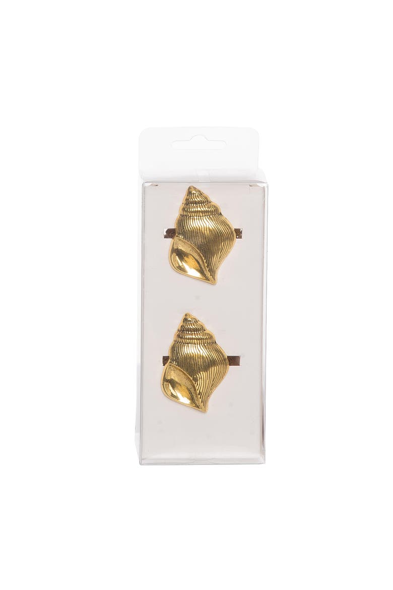 Gold Conch Shell Napkin Rings Set of 4, Alternate, color, Yellow