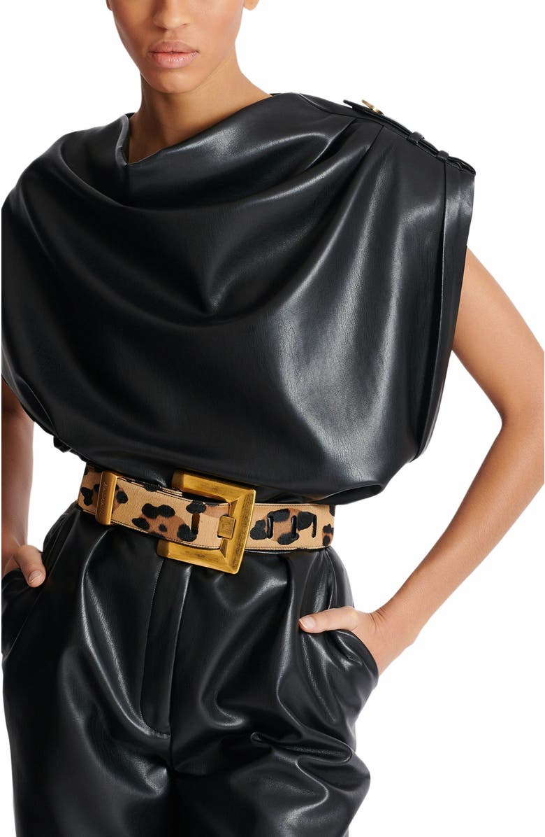 Balmain Anthem Leopard Print Leather Belt, Alternate, color, 