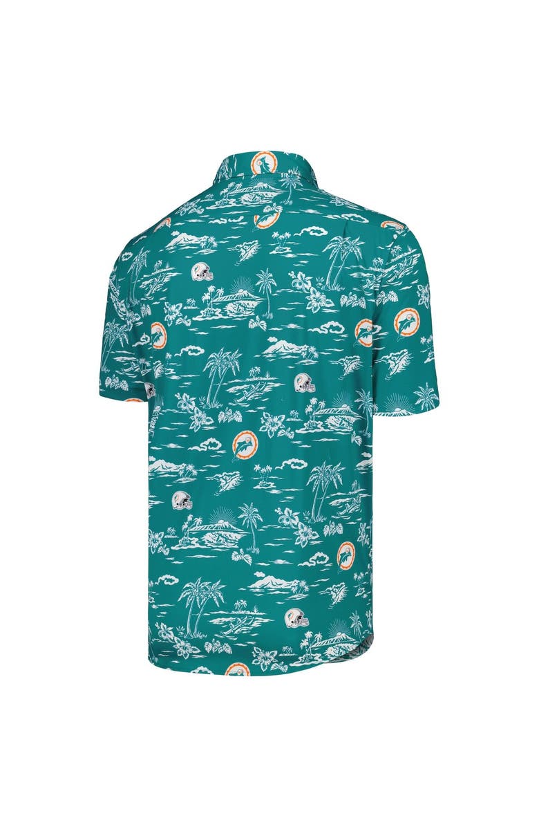Reyn Spooner Men's Reyn Spooner Aqua Miami Dolphins Throwback Kekai Print Button-Up Shirt, Alternate, color, Aqua