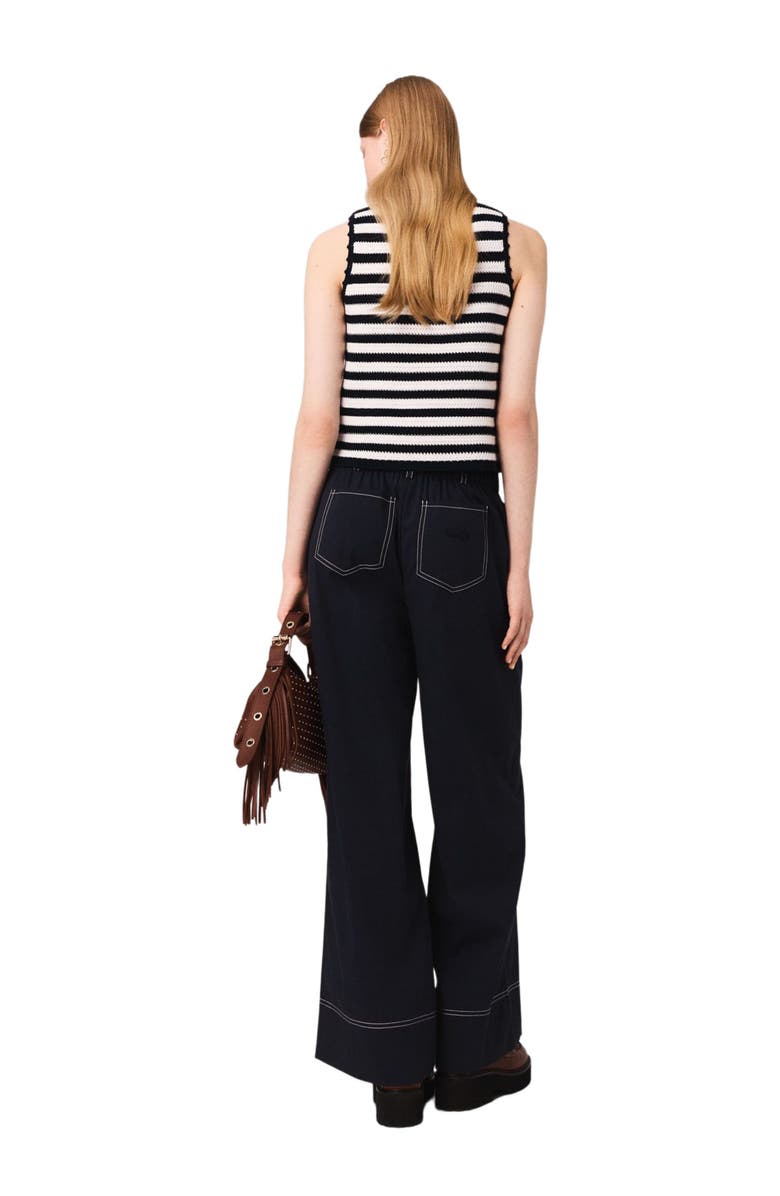 maje Cotton trousers with leather belt, Alternate, color, Navy