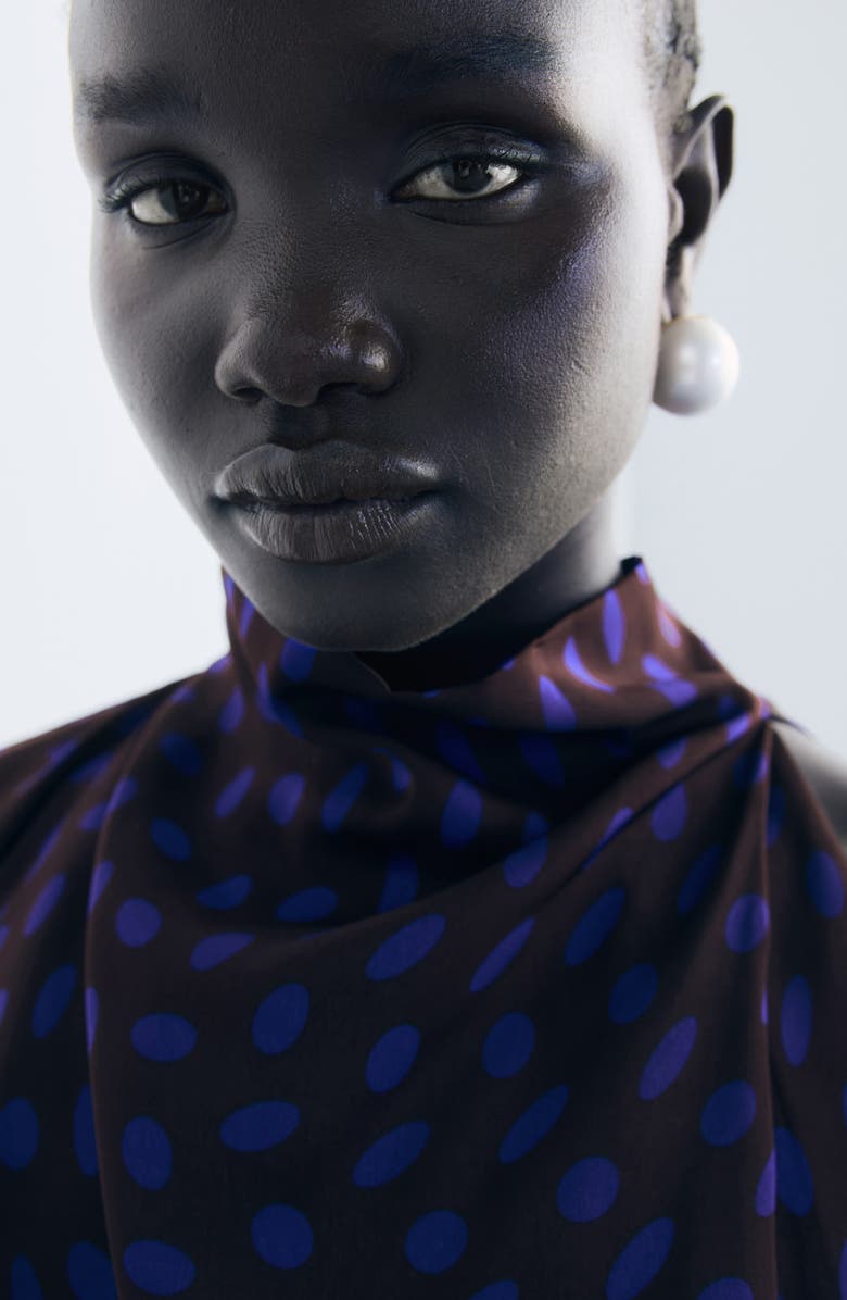 MANGO Drape Asymmetric Top, Alternate, color, Brown