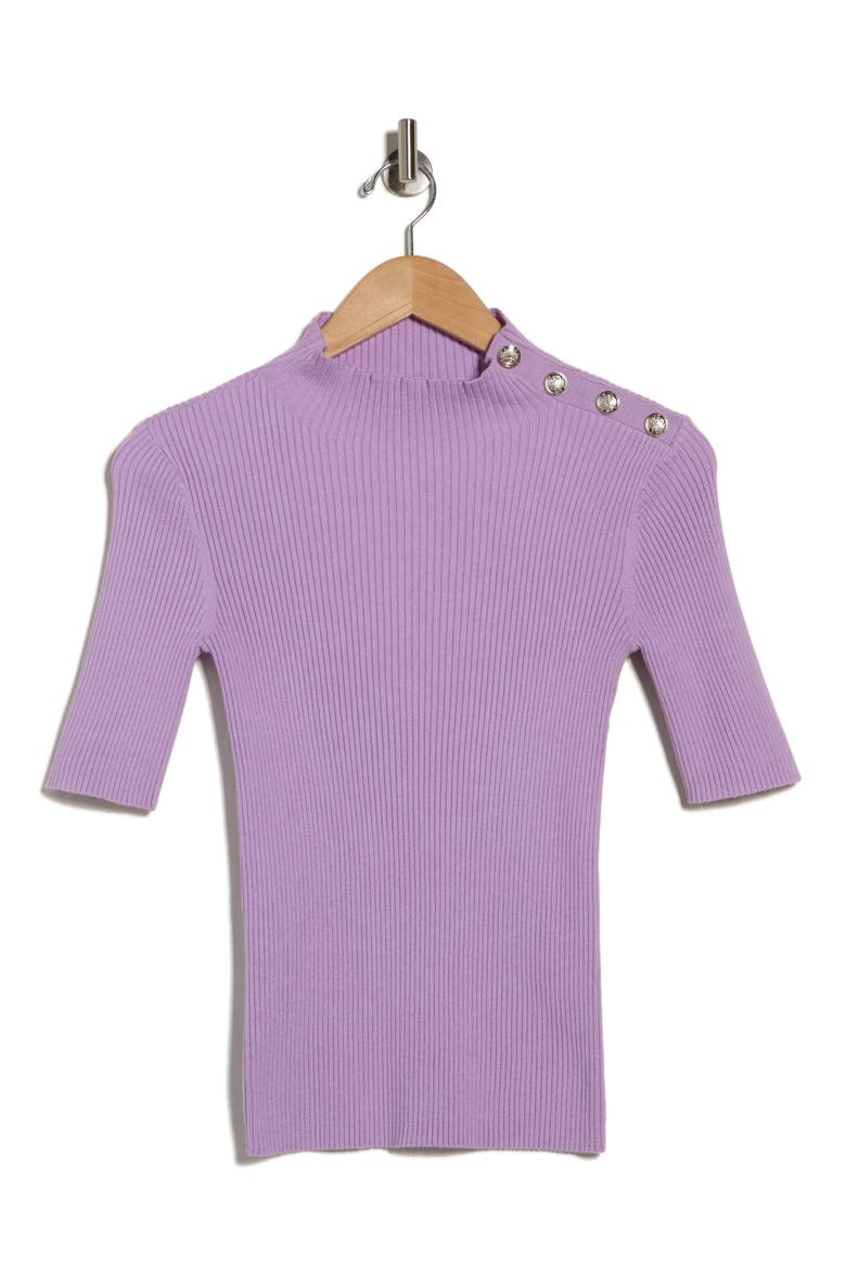 Claudia Mock Neck Short Sleeve Sweater, Alternate, color, SCENTED LAVENDER
