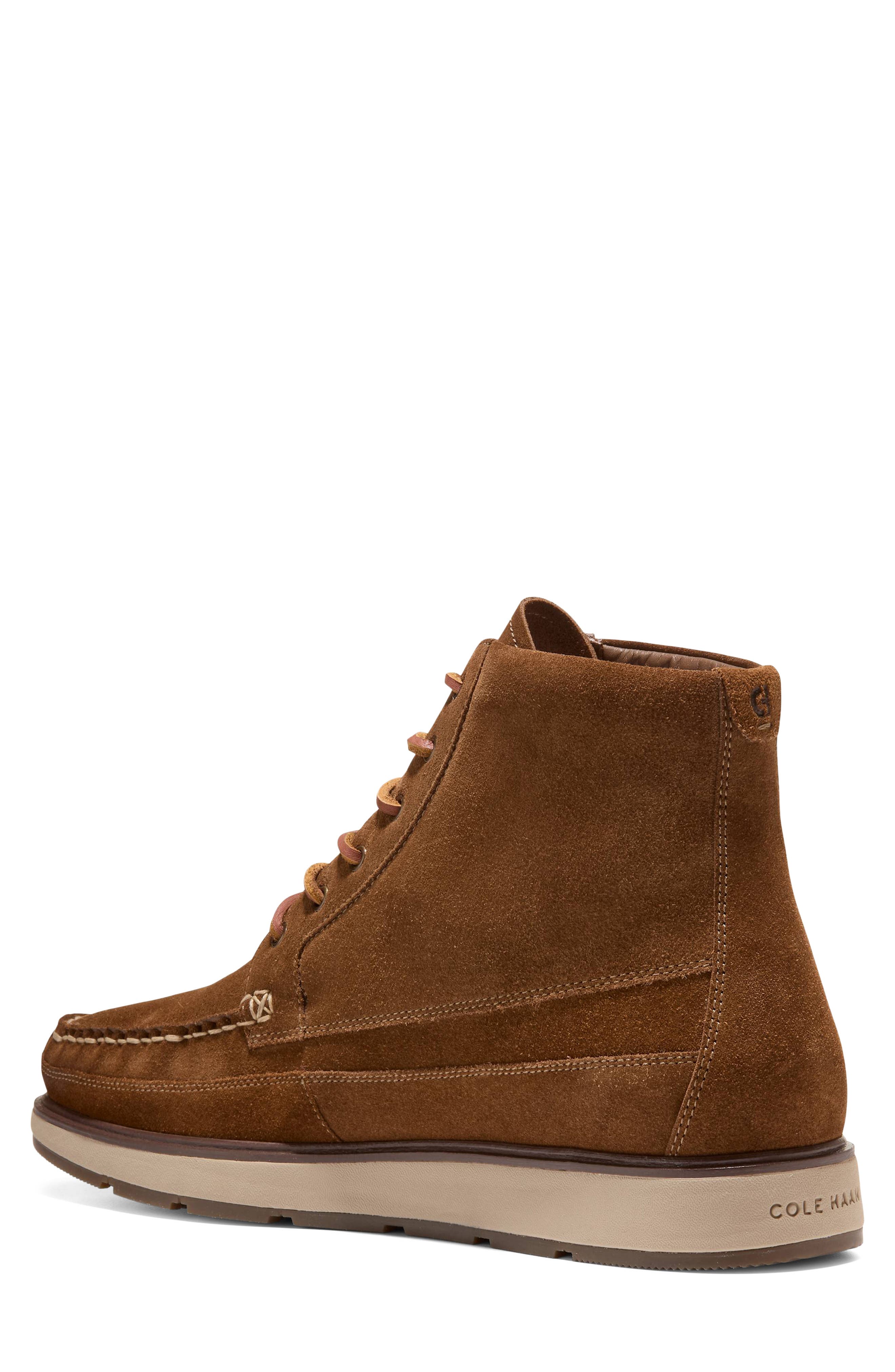 Cole Haan Muir Waterproof Moc Toe Boot, Alternate, color, Brown Suede/ Oat
