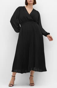 City Chic Finley Long Sleeve Chiffon Midi Dress