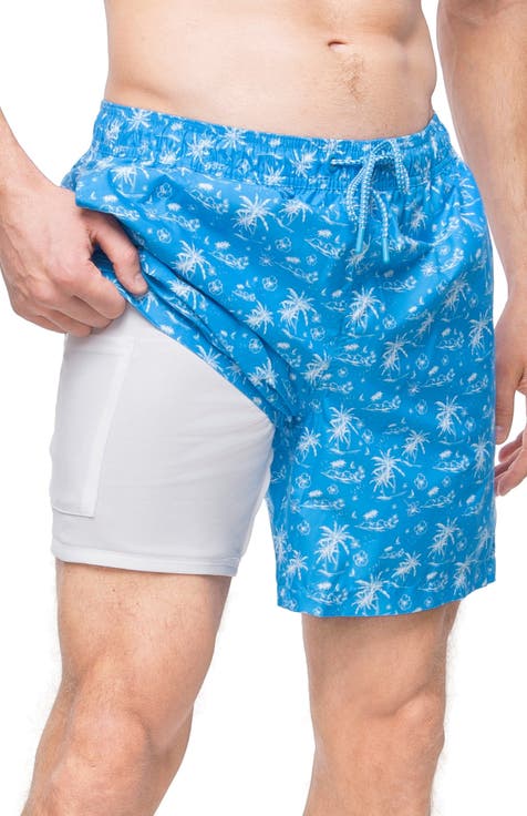 Men's 7" Compression Liner Swim Trunks with Back Zipper Pocket, UPF 50+