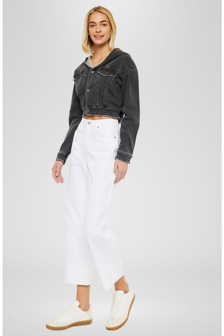 Alfie 90s High Rise Cropped Wide Leg Jeans, Alternate, color, White