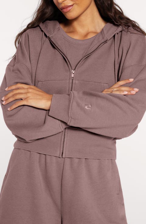 Front Zip Crop Hoodie