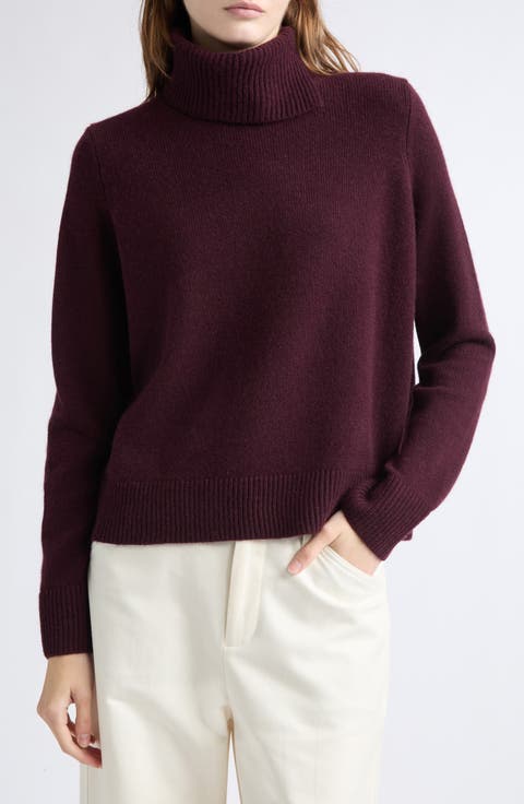 Swing Turtleneck Slit Wool & Cashmere Sweater