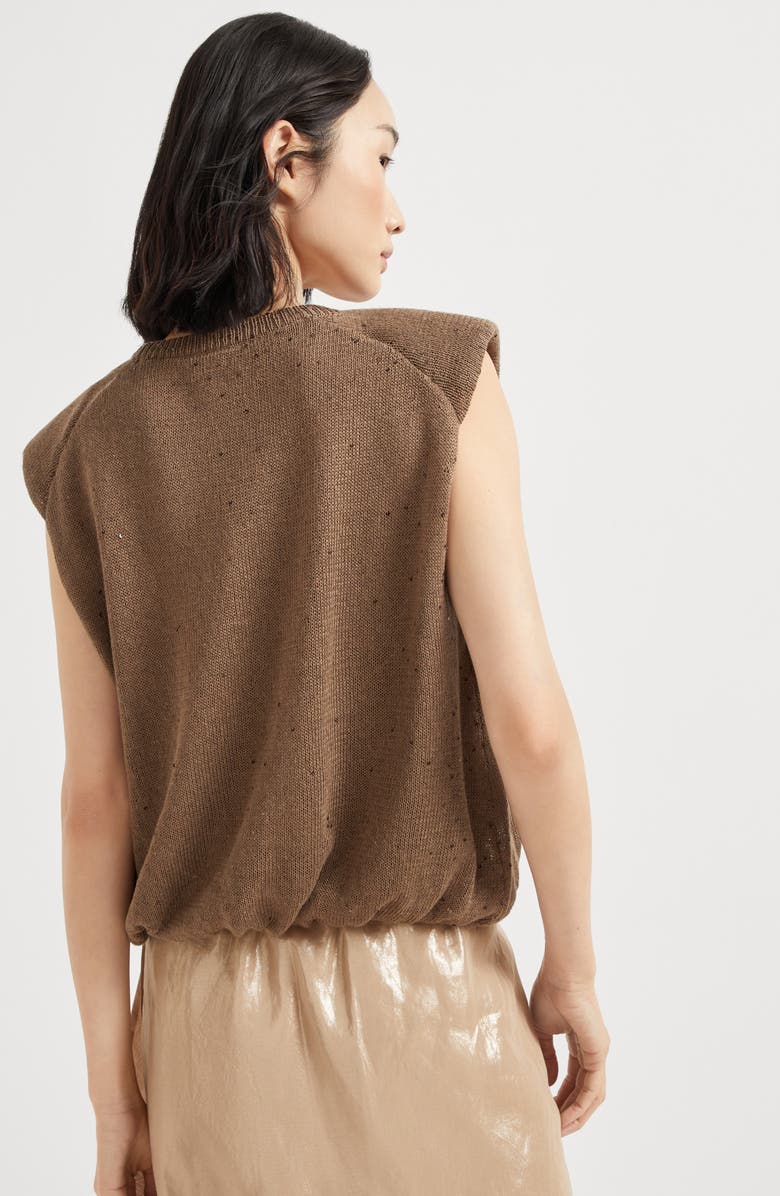 Brunello Cucinelli Linen and silk Diamond yarn vest, Alternate, color, 