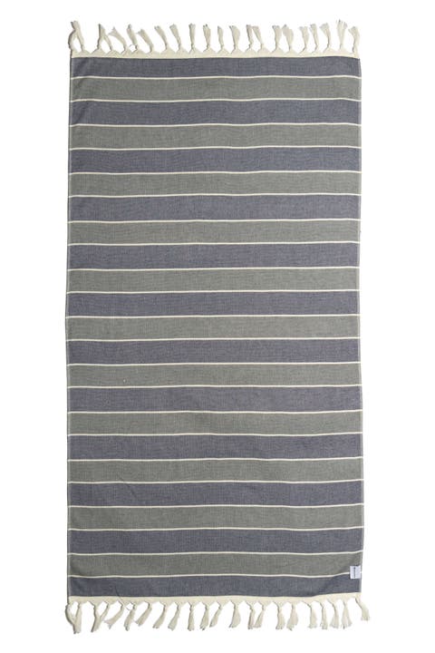 Multi Stripe Terry Cloth Lined Turkish Towel