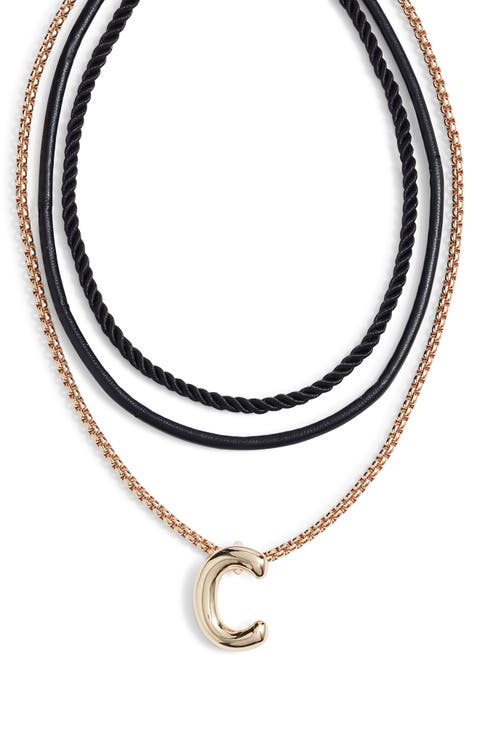 Set of 3 Interchangeable Initial Pendant Necklaces