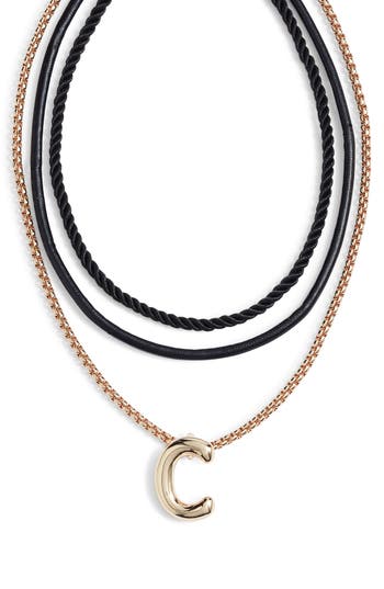 Open Edit Set Of 3 Interchangeable Initial Pendant Necklaces In Multi